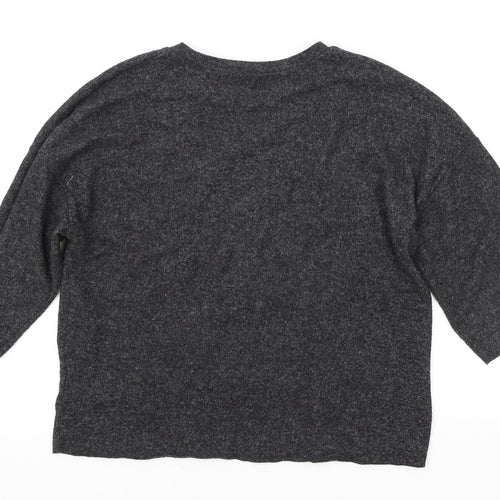 Zara Womens Grey Round Neck Acrylic Pullover Jumper Size M