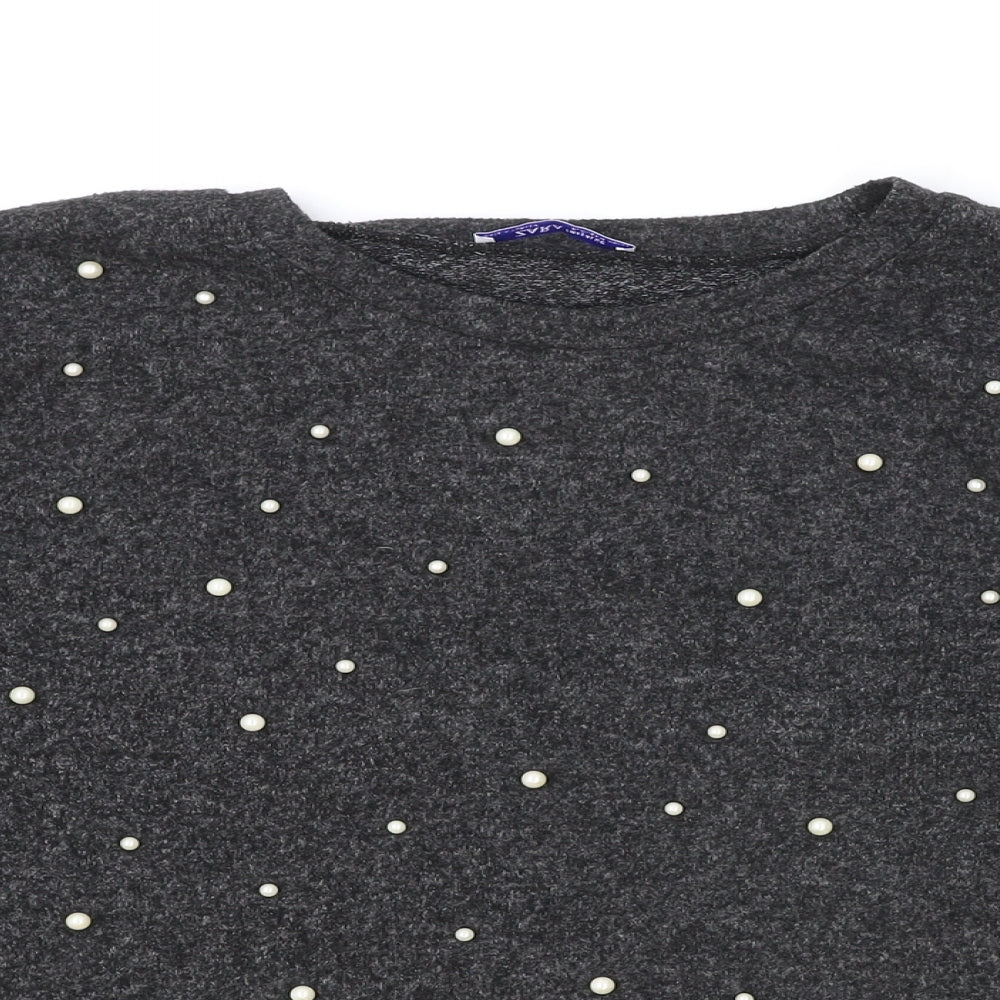 Zara Womens Grey Round Neck Acrylic Pullover Jumper Size M