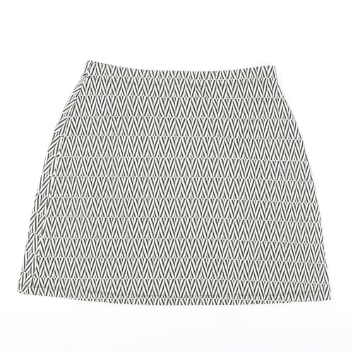Matalan Womens White Geometric Cotton Straight & Pencil Skirt Size 10