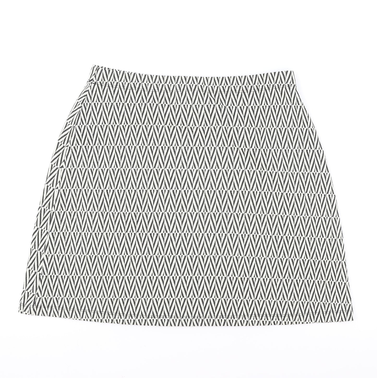 Matalan Womens White Geometric Cotton Straight & Pencil Skirt Size 10
