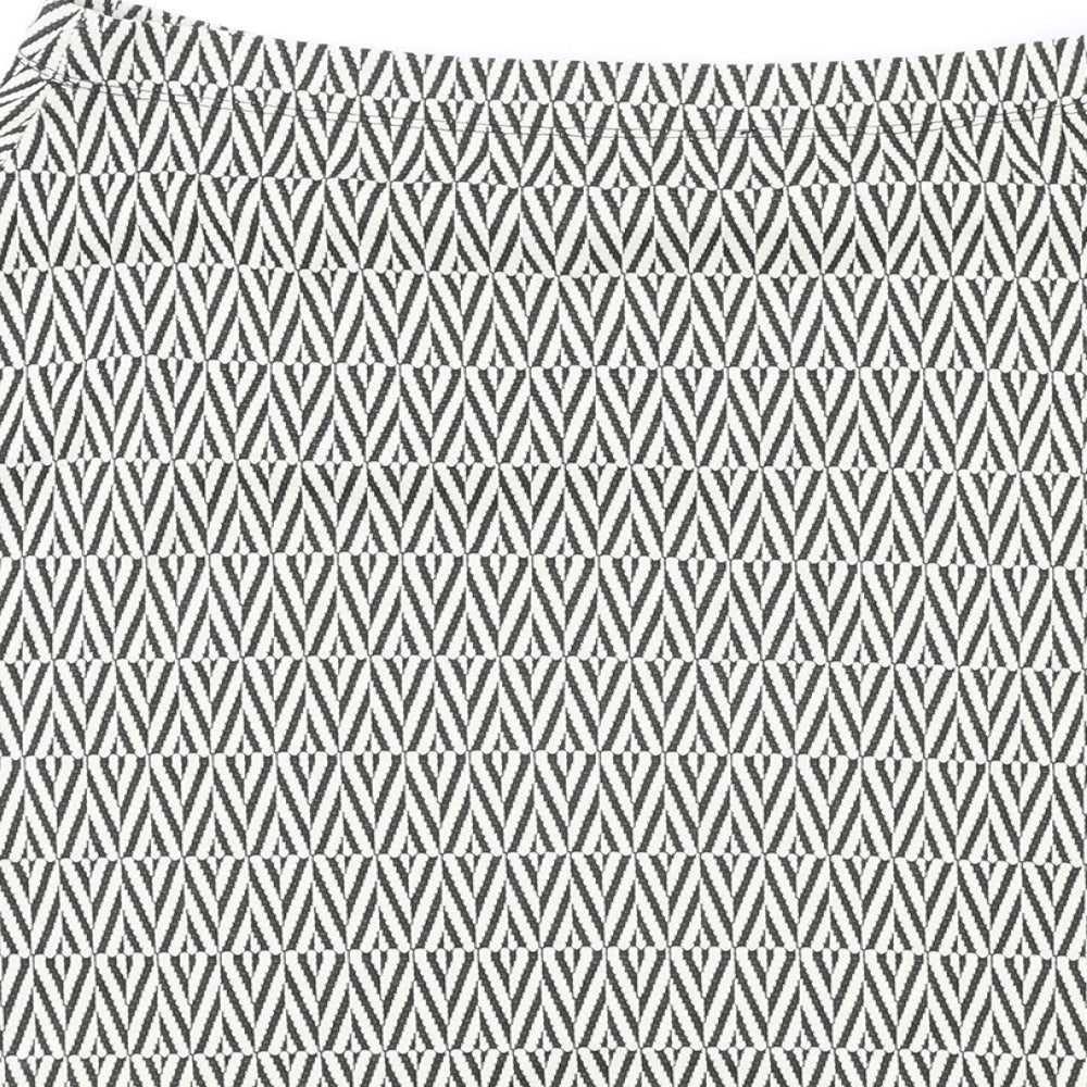 Matalan Womens White Geometric Cotton Straight & Pencil Skirt Size 10