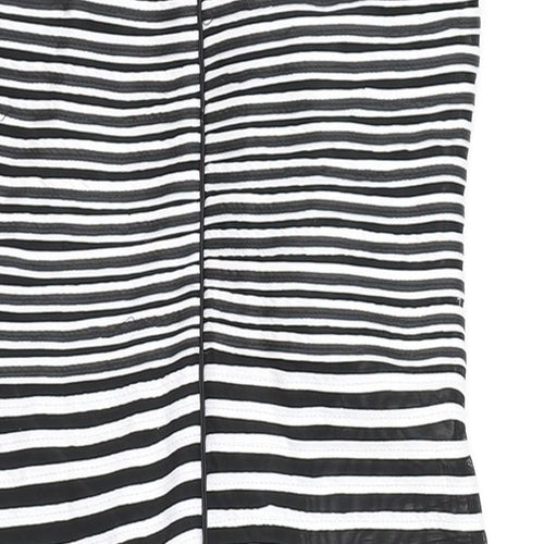 Madeline Womens Black Striped Polyester Bodycon Size 14 V-Neck Zip