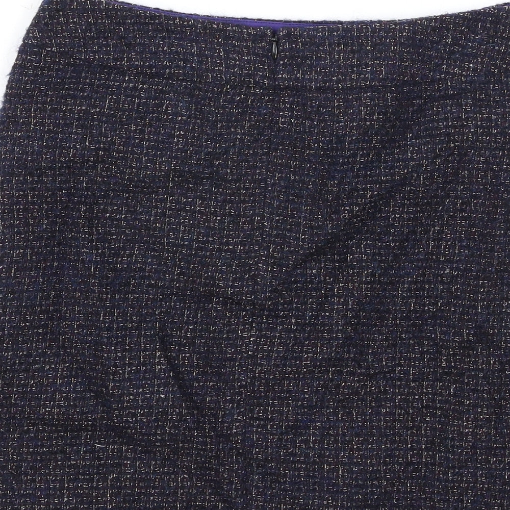 Jigsaw Womens Purple Wool Straight & Pencil Skirt Size 8 Zip