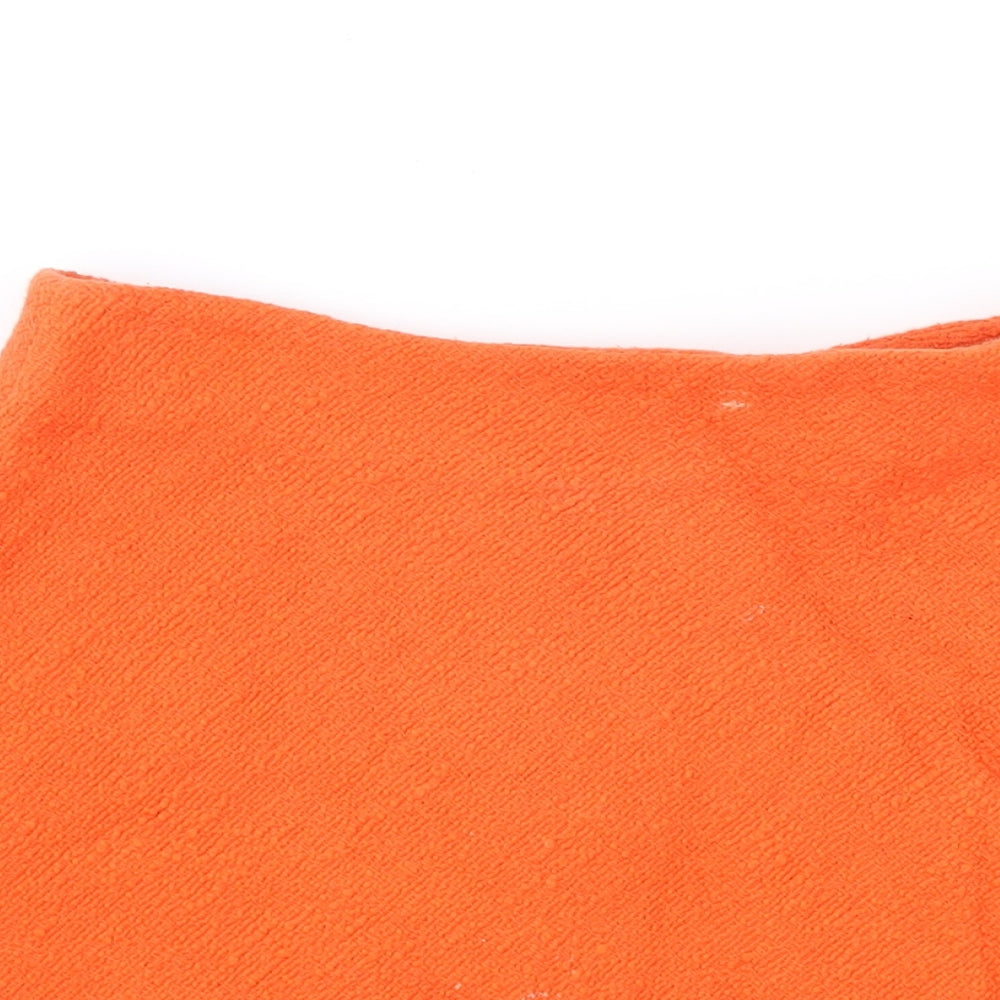 Zara Womens Orange Cotton Mini Skirt Size S Zip