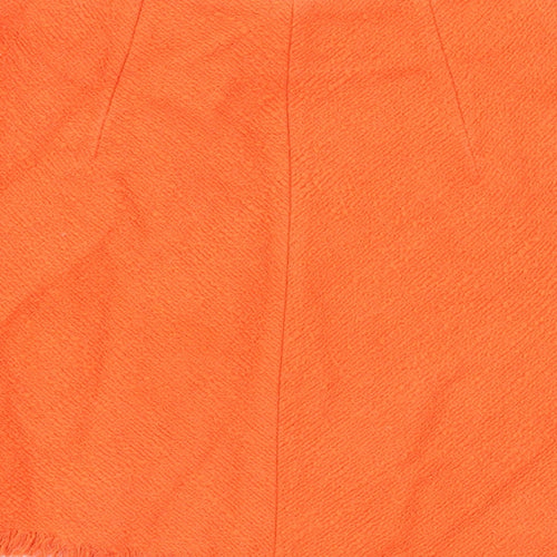Zara Womens Orange Cotton Mini Skirt Size S Zip