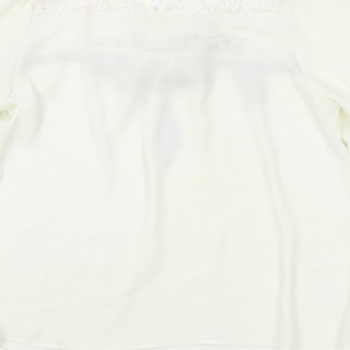 Jumpo Womens White Polyester Basic Blouse Size M Boat Neck