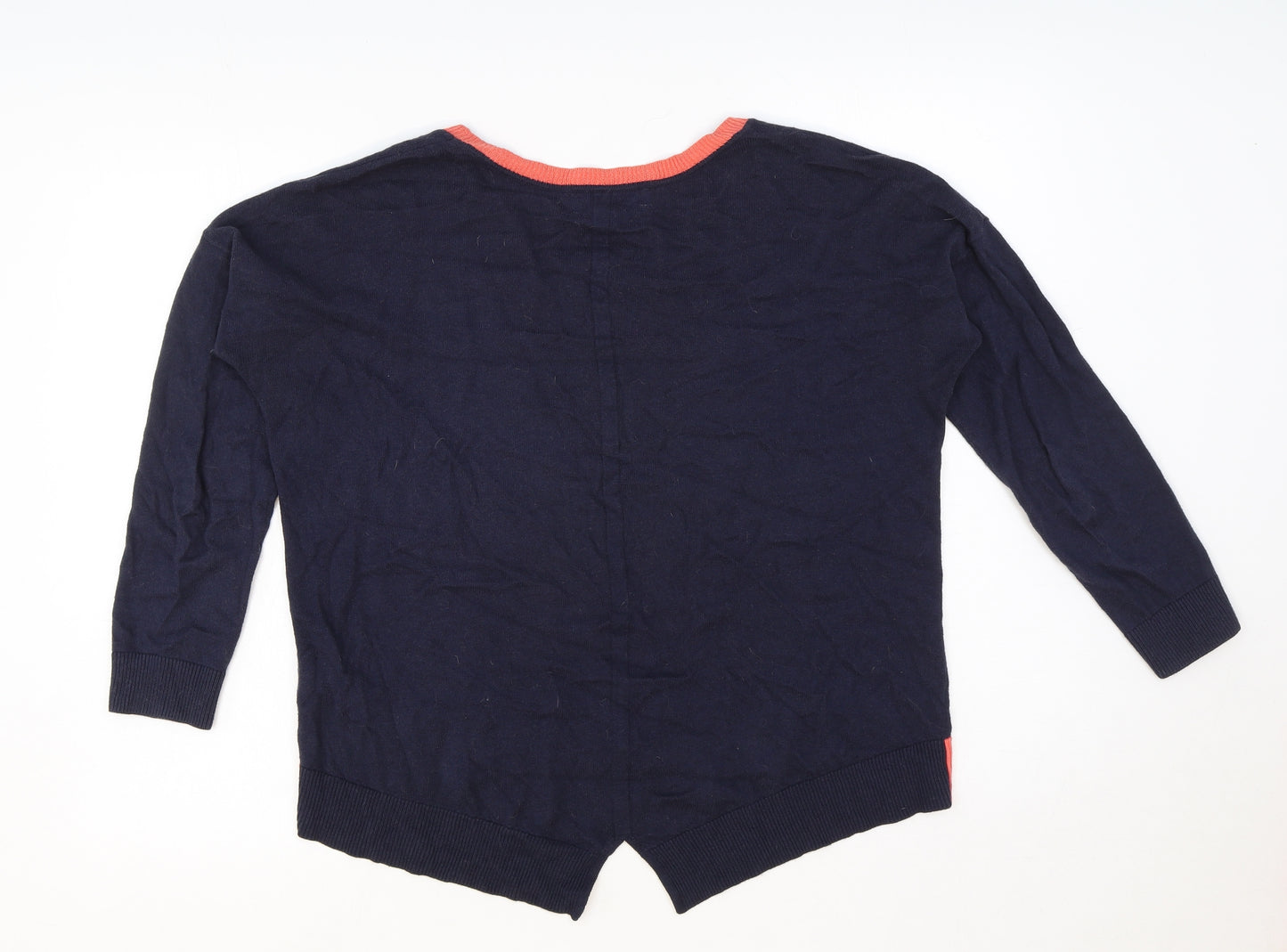 Charli Womens Blue Scoop Neck Cotton Pullover Jumper Size S