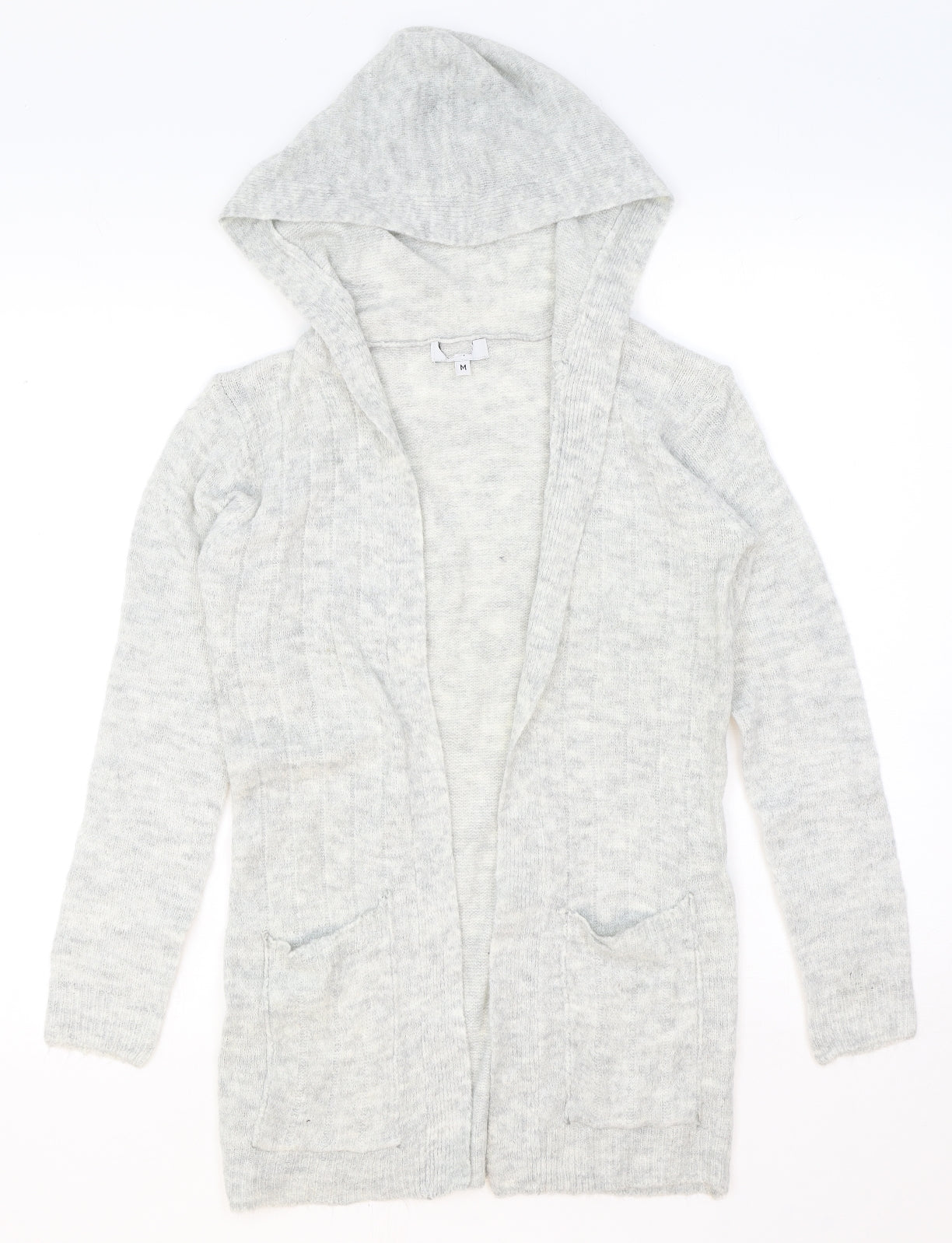 Preworn Womens Grey V-Neck Acrylic Cardigan Jumper Size M