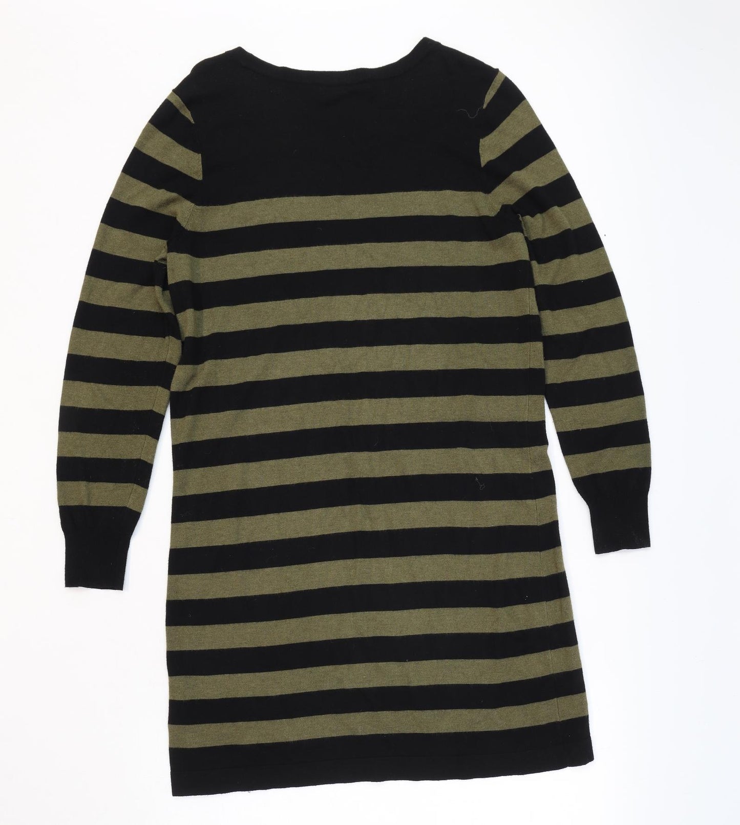 Marks and Spencer Womens Black Striped Viscose Kaftan Size 16 Boat Neck