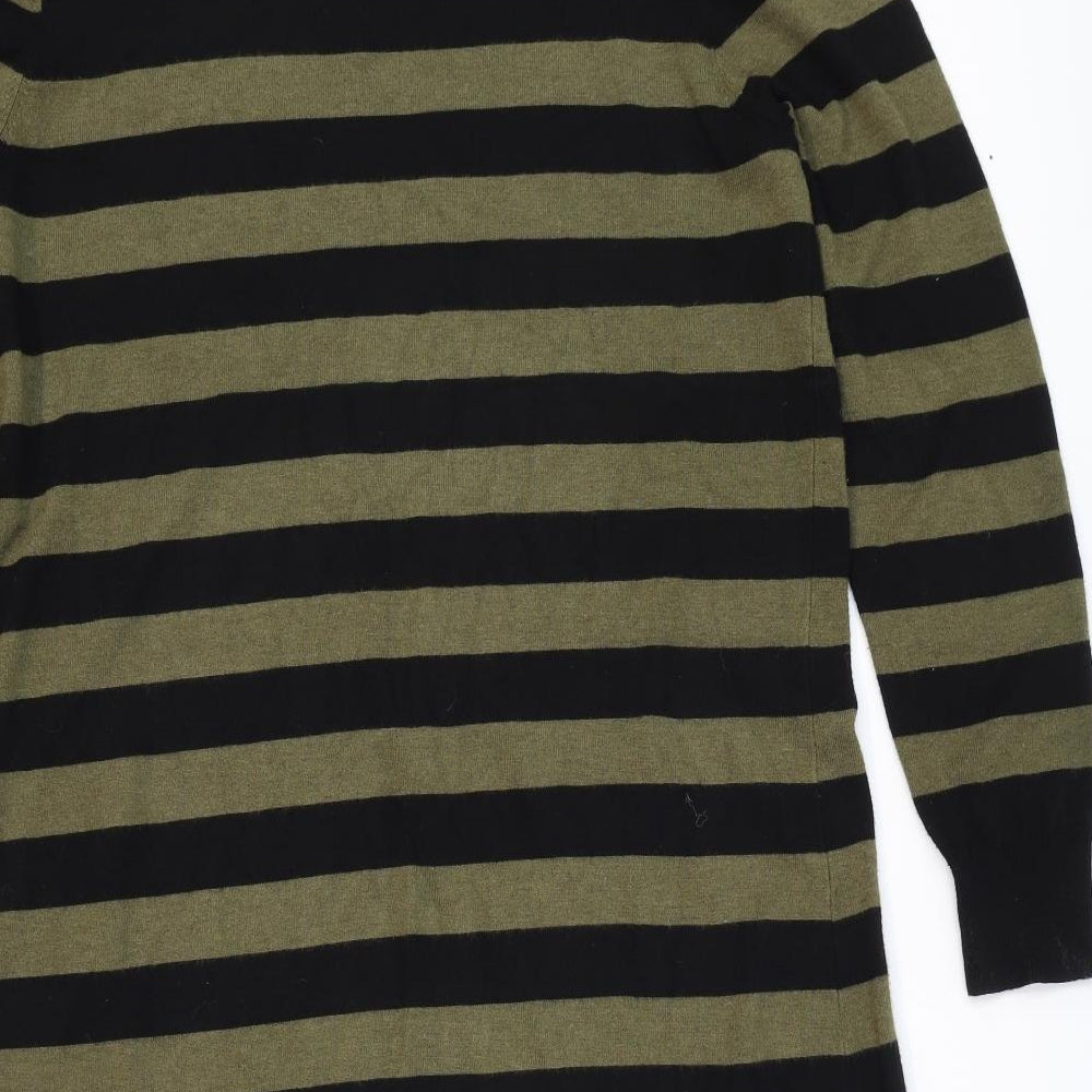 Marks and Spencer Womens Black Striped Viscose Kaftan Size 16 Boat Neck