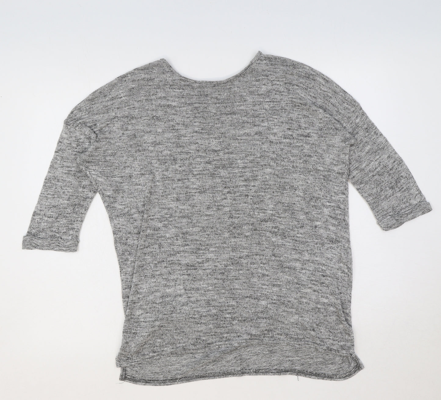 New Look Womens Grey Round Neck Viscose Pullover Jumper Size S