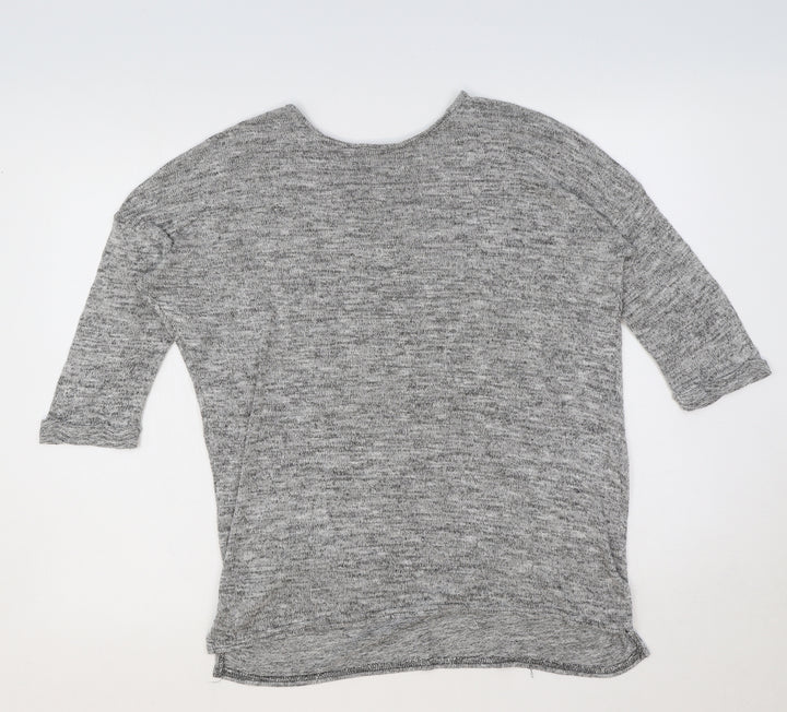 New Look Womens Grey Round Neck Viscose Pullover Jumper Size S
