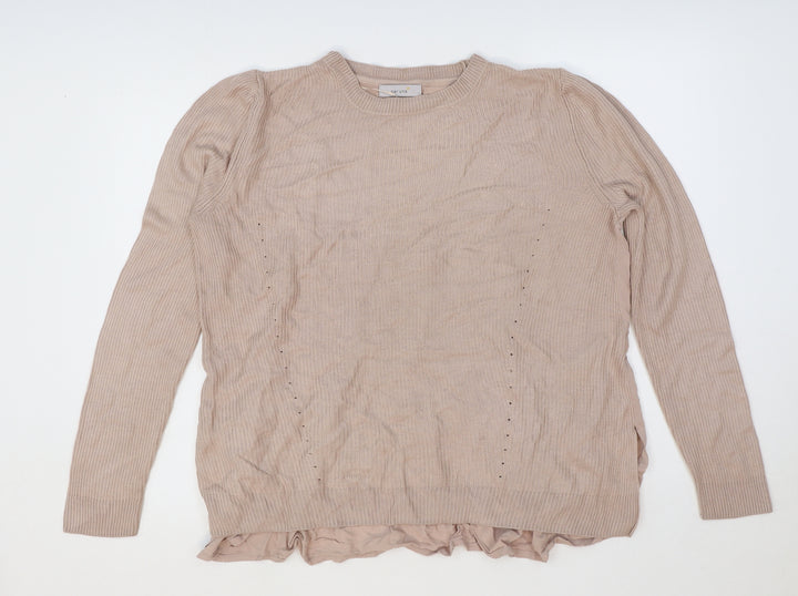 Marks and Spencer Womens Pink Viscose Basic T-Shirt Size 14 Round Neck