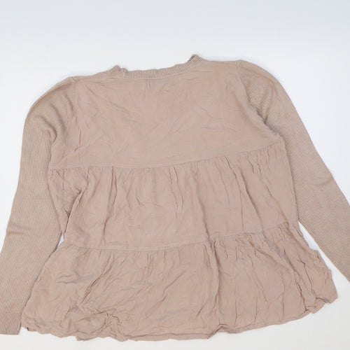 Marks and Spencer Womens Pink Viscose Basic T-Shirt Size 14 Round Neck