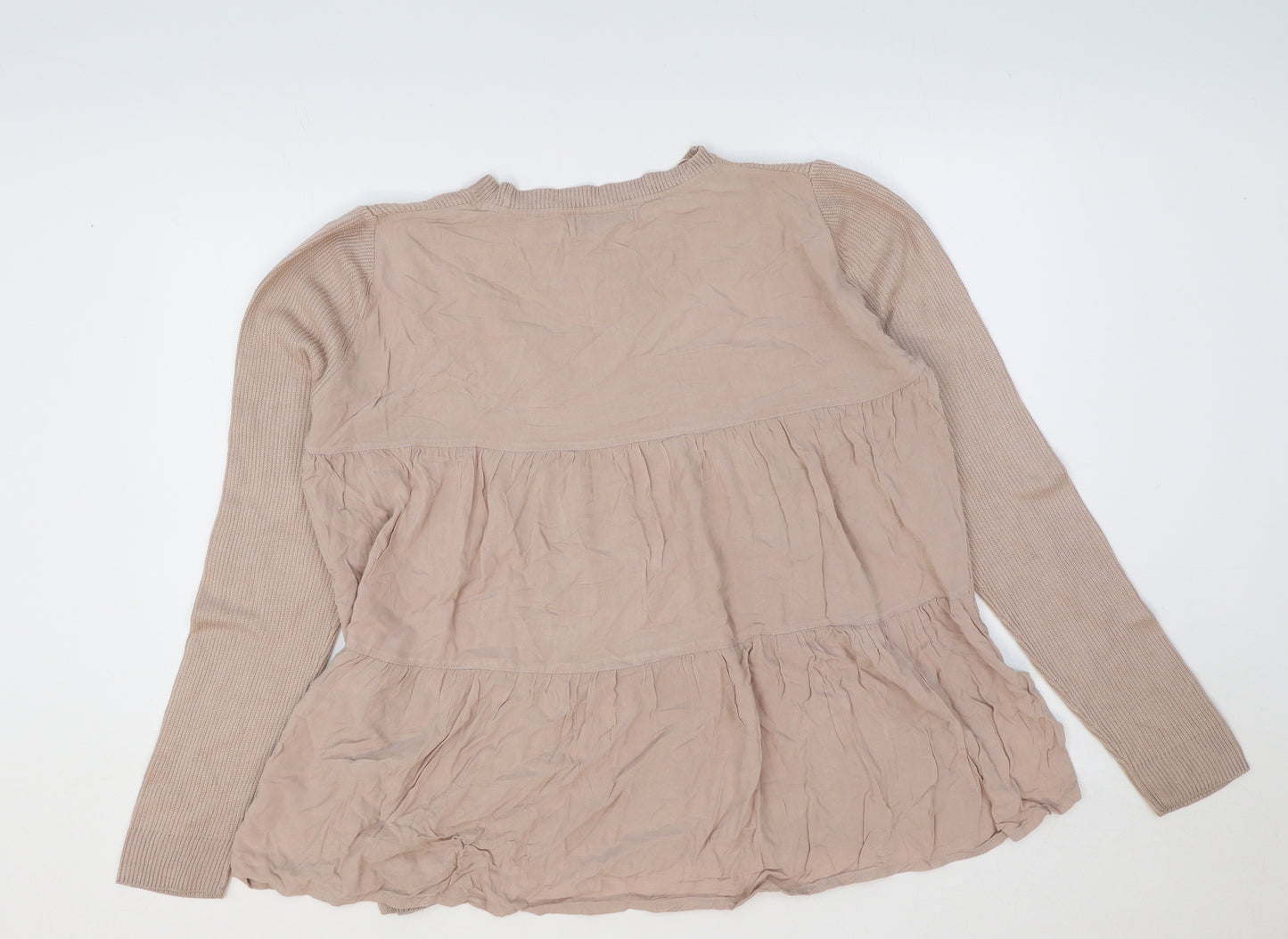 Marks and Spencer Womens Pink Viscose Basic T-Shirt Size 14 Round Neck