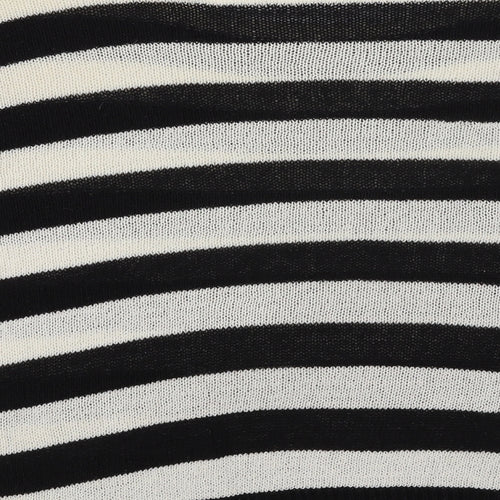 Select Womens Black Scoop Neck Striped Acrylic Pullover Jumper Size 10