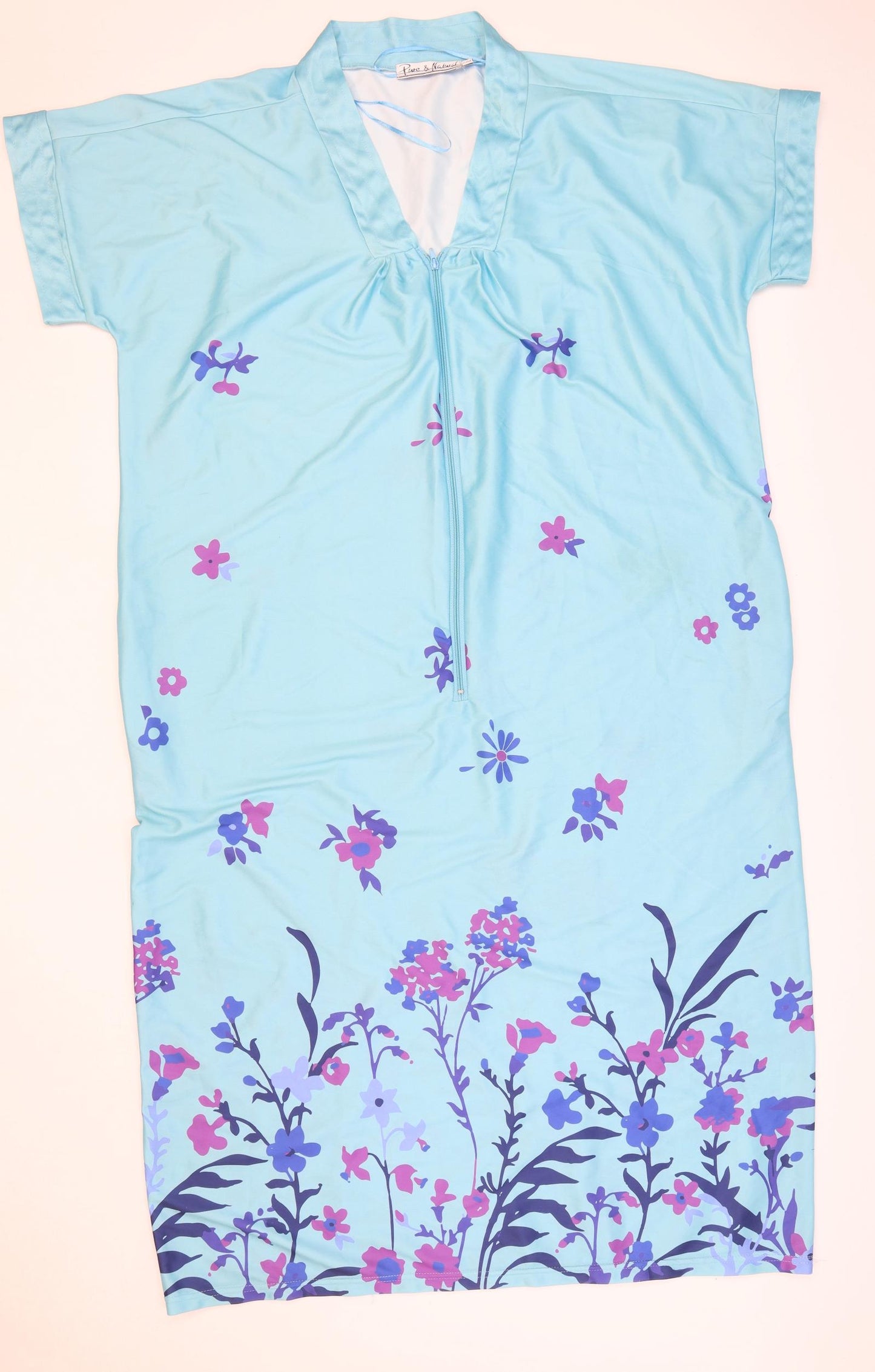 Pive & natural Womens Blue Floral Polyester Top Dress Size S