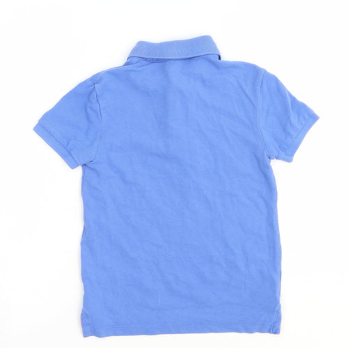 Marks and Spencer Boys Blue Geometric 100% Cotton Basic Polo Size 6-7 Years Collared Button