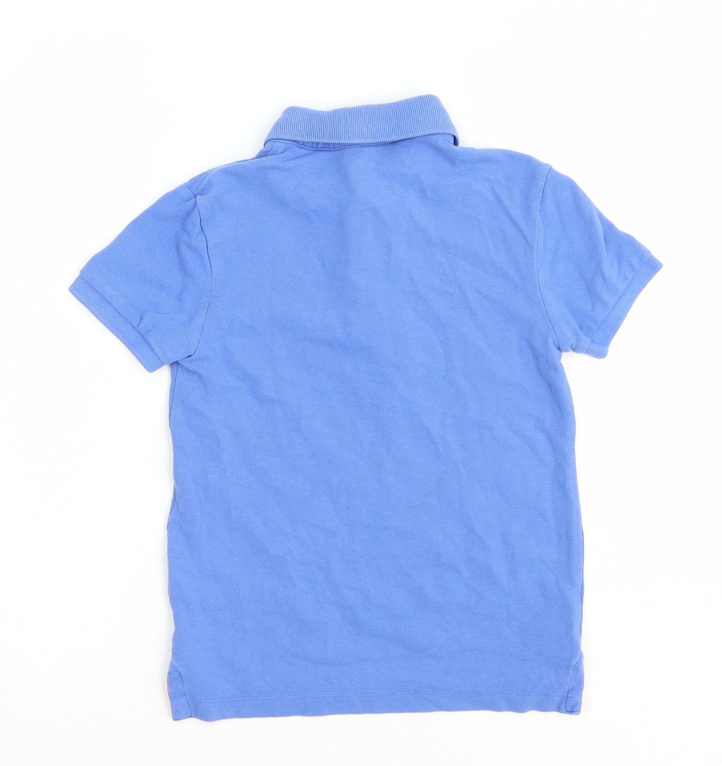 Marks and Spencer Boys Blue Geometric 100% Cotton Basic Polo Size 6-7 Years Collared Button