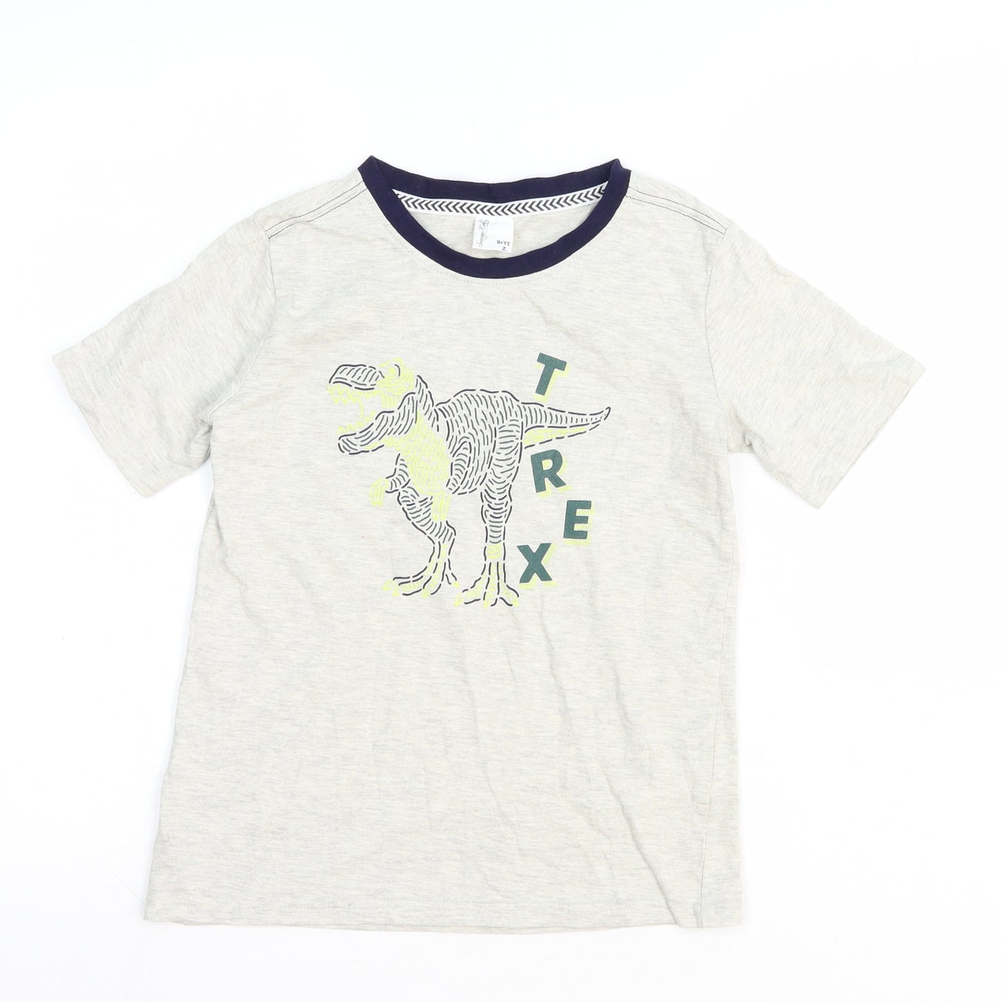 Sovereign Code Boys Grey Cotton Pullover T-Shirt Size 7 Years Round Neck Pullover - T Rex