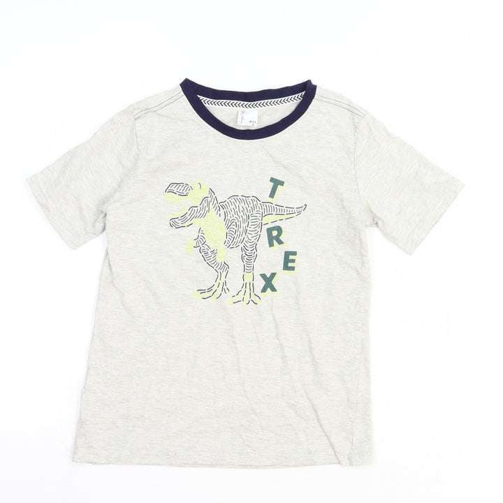 Sovereign Code Boys Grey Cotton Pullover T-Shirt Size 7 Years Round Neck Pullover - T Rex