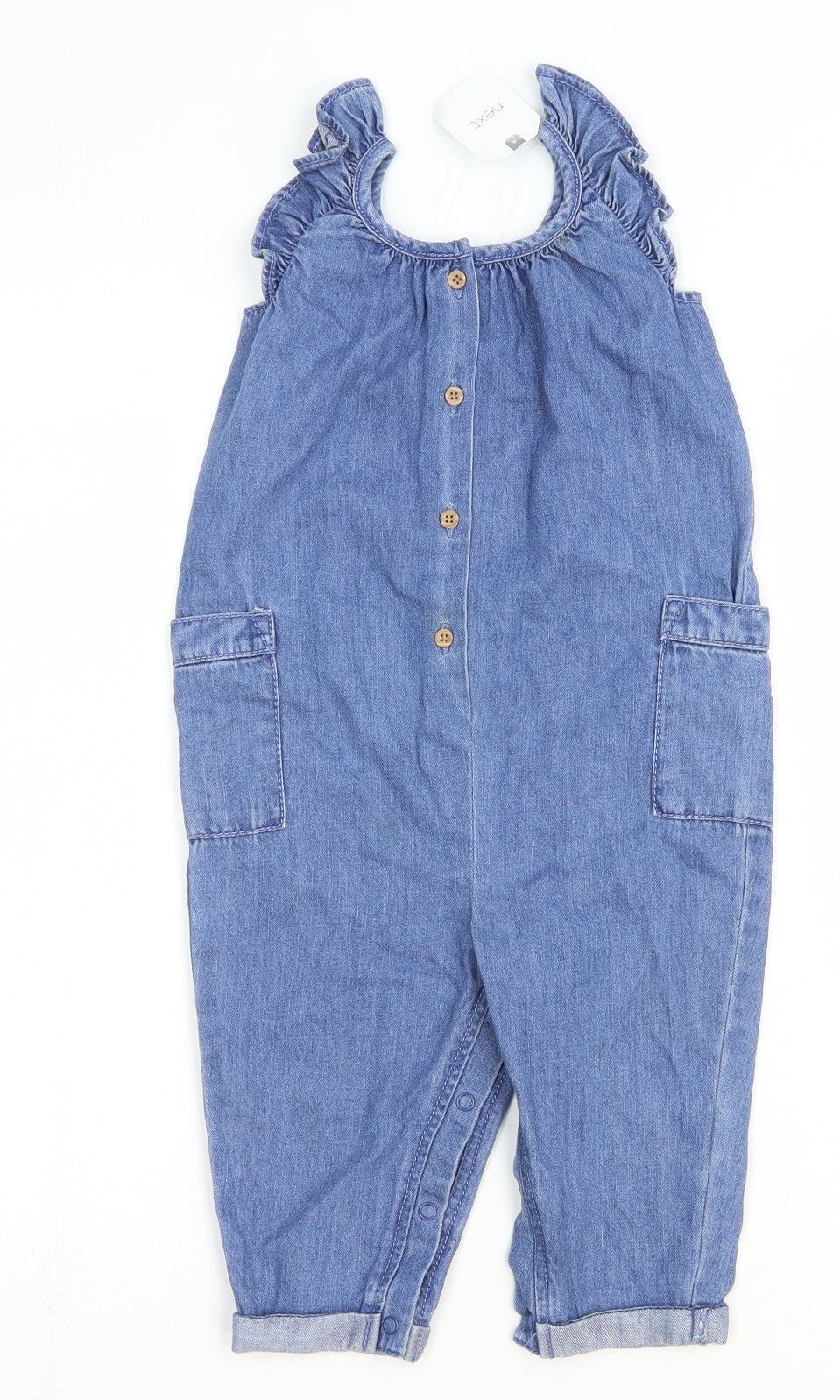 NEXT Baby Blue 100% Cotton Romper One-Piece Size 12-18 Months Button