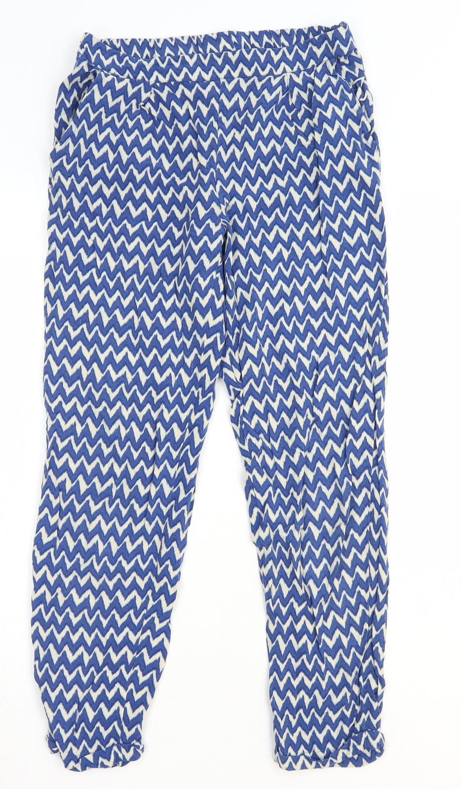 NEXT Girls Blue Geometric 100% Viscose Bloomer Trousers Size 11 Years Regular