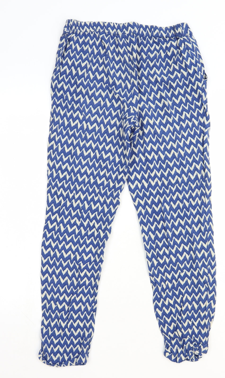 NEXT Girls Blue Geometric 100% Viscose Bloomer Trousers Size 11 Years Regular