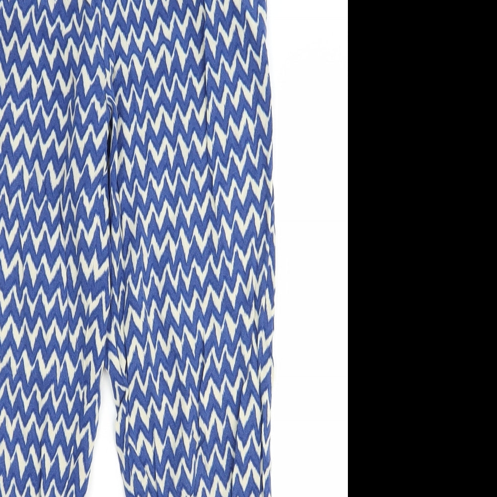 NEXT Girls Blue Geometric 100% Viscose Bloomer Trousers Size 11 Years Regular