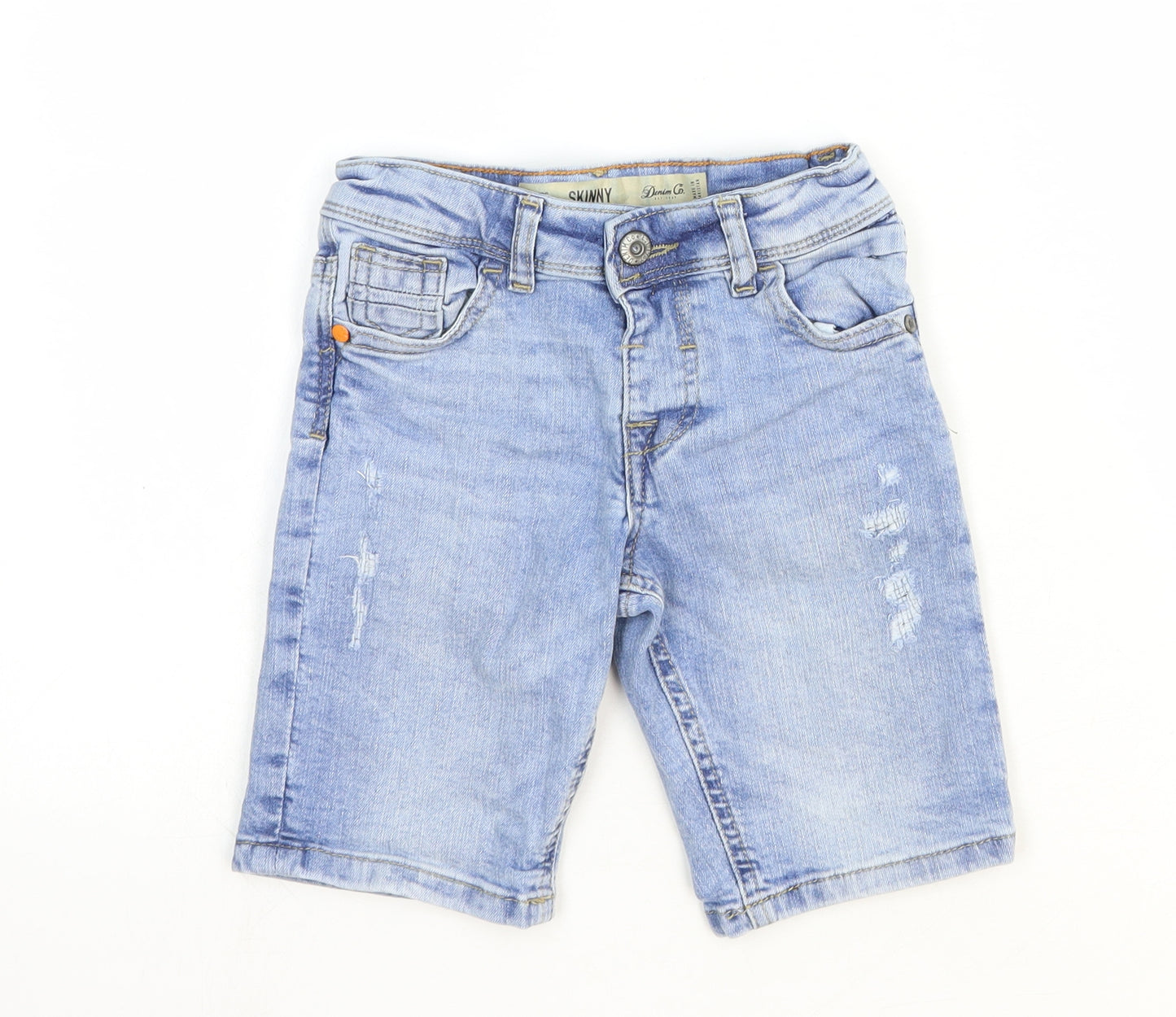 Denim & Co. Boys Blue Cotton Bermuda Shorts Size 3-4 Years Regular Buckle