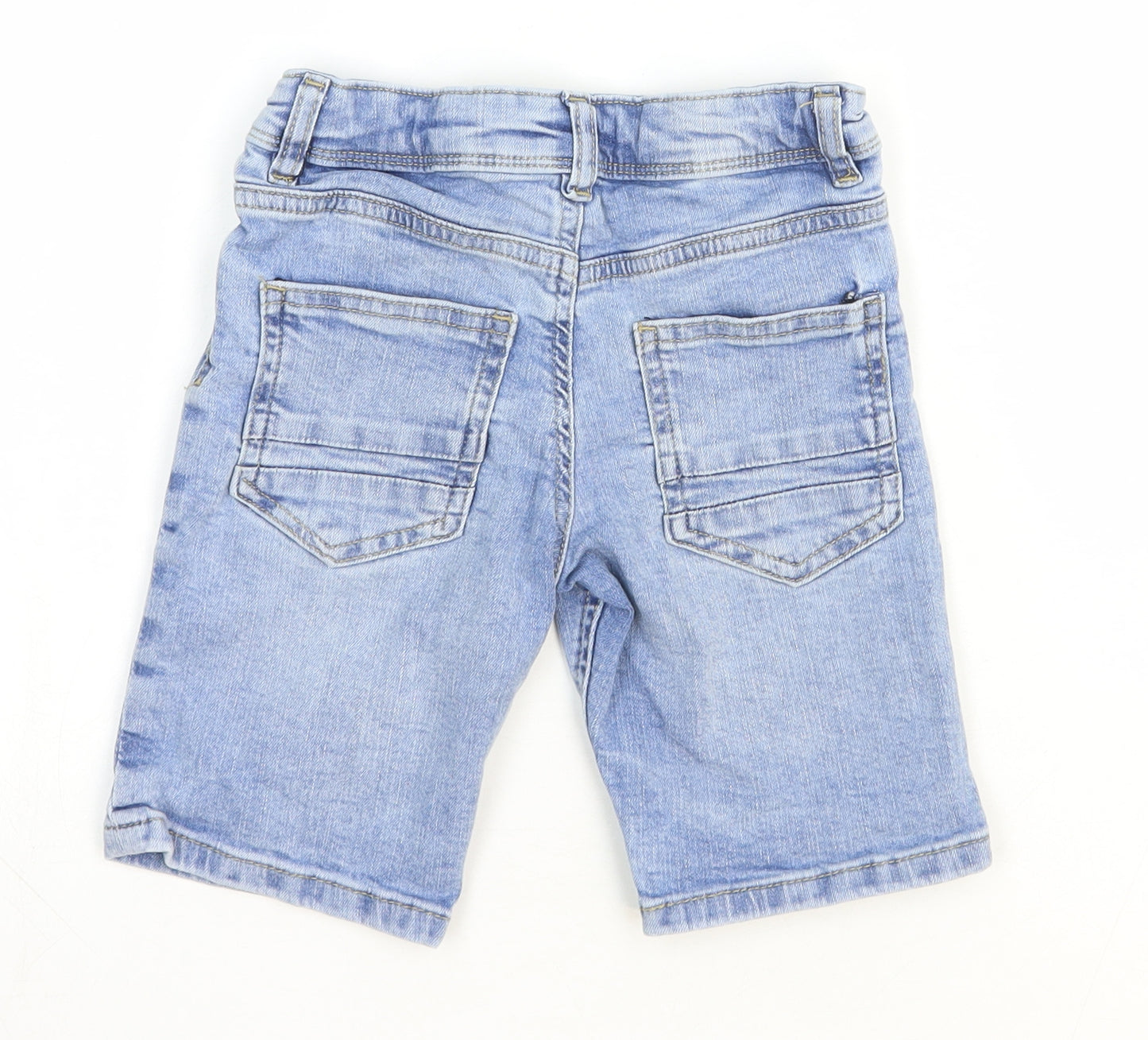 Denim & Co. Boys Blue Cotton Bermuda Shorts Size 3-4 Years Regular Buckle