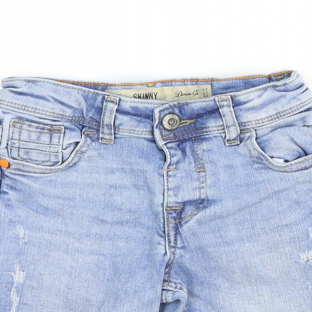 Denim & Co. Boys Blue Cotton Bermuda Shorts Size 3-4 Years Regular Buckle