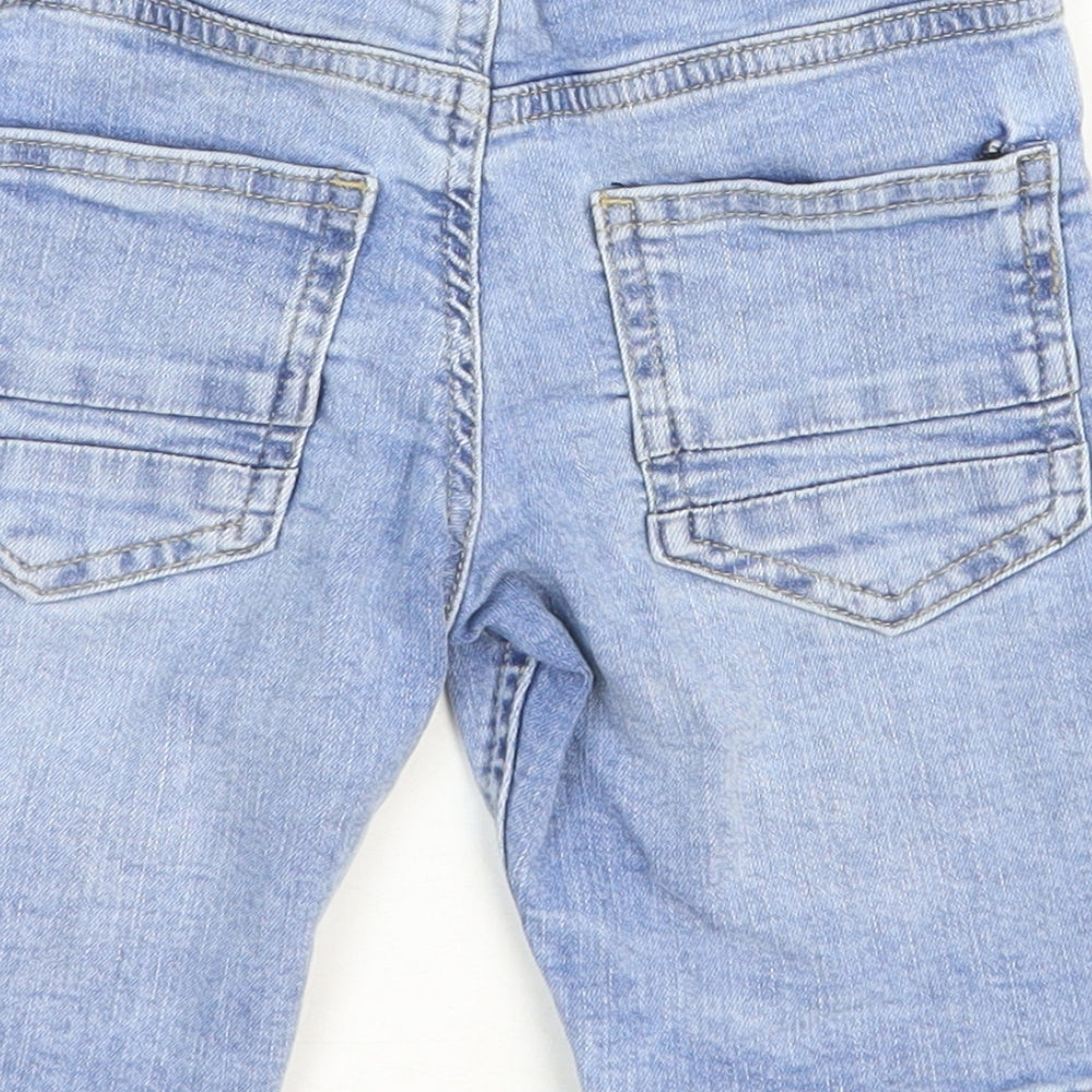 Denim & Co. Boys Blue Cotton Bermuda Shorts Size 3-4 Years Regular Buckle