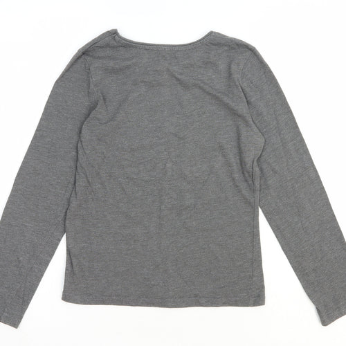 Primark Girls Grey Cotton Basic T-Shirt Size 9-10 Years Round Neck Pullover - Paris