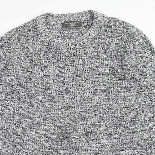 Primark Mens Grey Round Neck Cotton Pullover Jumper Size XL Long Sleeve