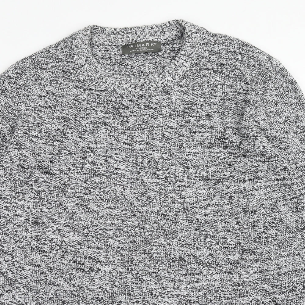 Primark Mens Grey Round Neck Cotton Pullover Jumper Size XL Long Sleeve