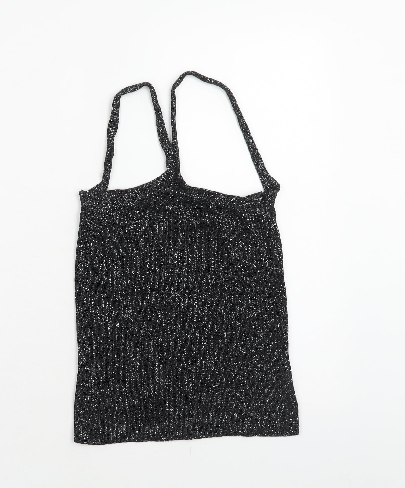 Topshop Womens Black Polyester Camisole Tank Size 10 Halter - Ribbed