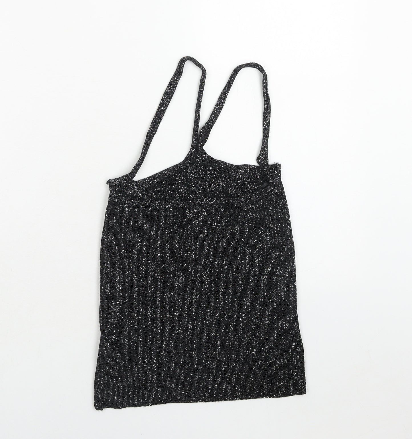 Topshop Womens Black Polyester Camisole Tank Size 10 Halter - Ribbed