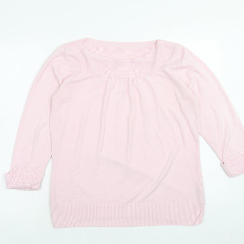 Marks and Spencer Womens Pink Boat Neck Acrylic Pullover Jumper Size 16