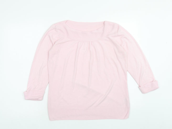 Marks and Spencer Womens Pink Boat Neck Acrylic Pullover Jumper Size 16