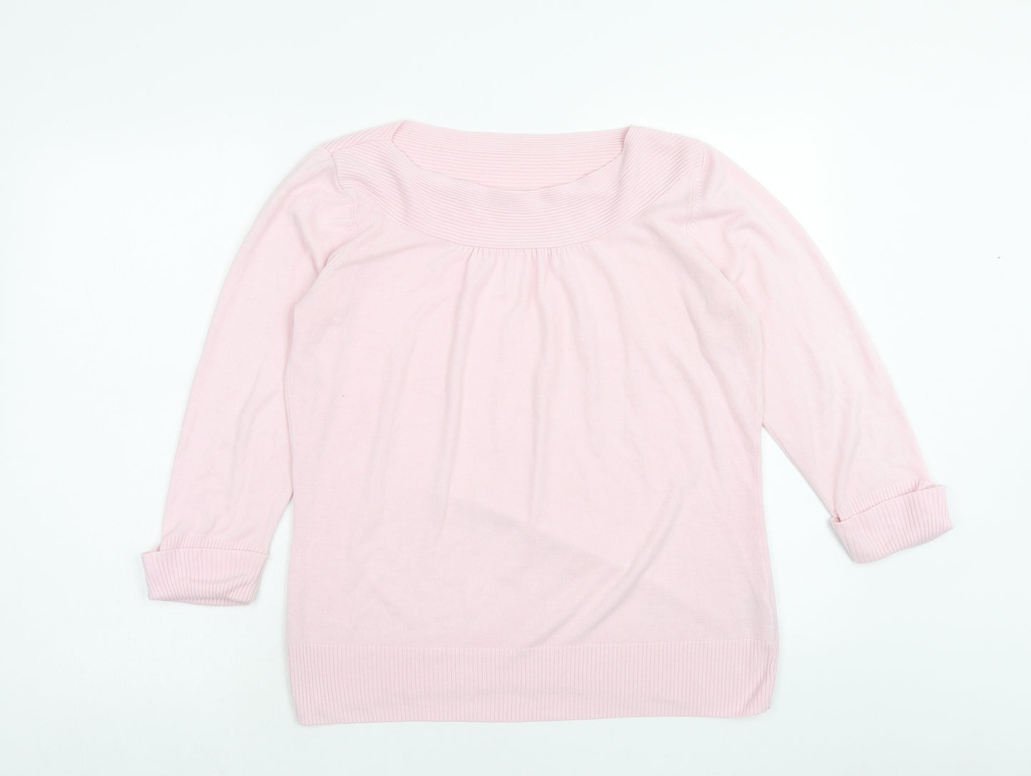 Marks and Spencer Womens Pink Boat Neck Acrylic Pullover Jumper Size 16
