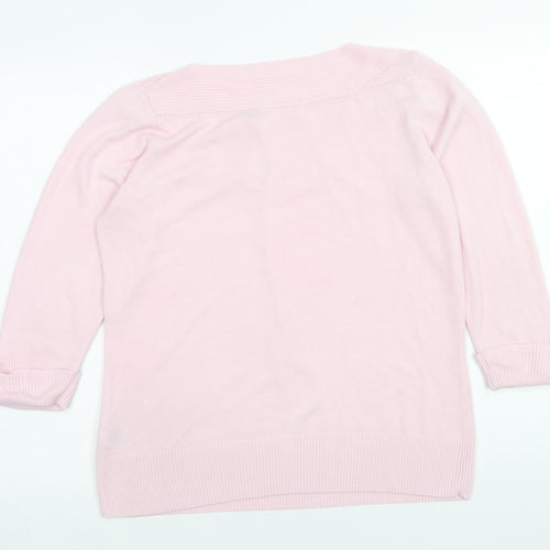 Marks and Spencer Womens Pink Boat Neck Acrylic Pullover Jumper Size 16