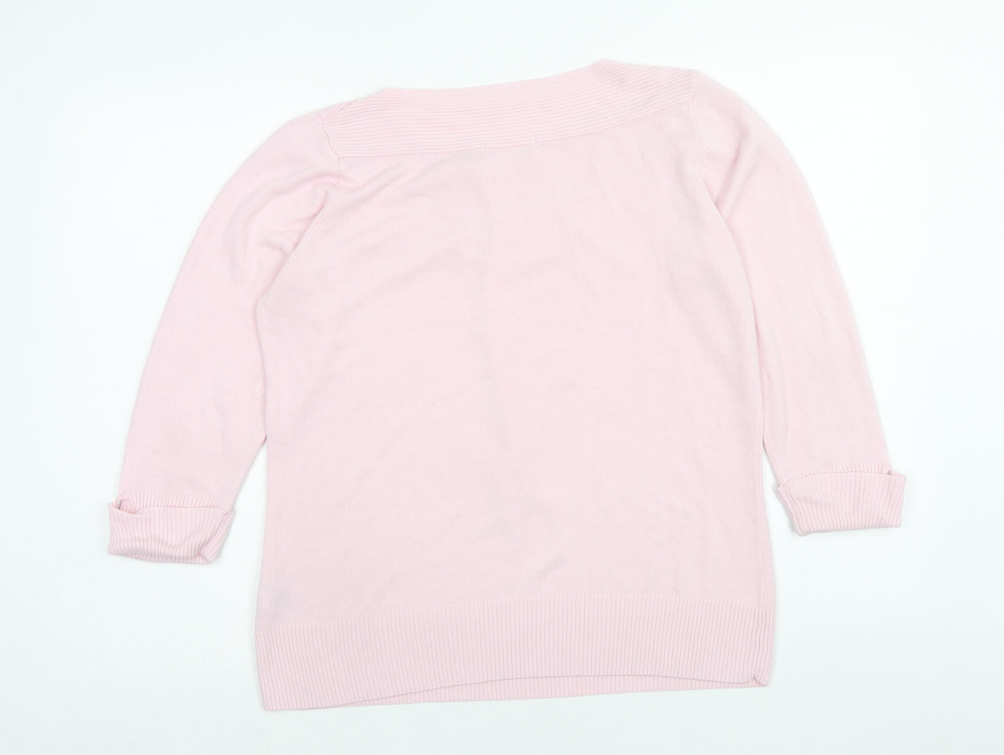 Marks and Spencer Womens Pink Boat Neck Acrylic Pullover Jumper Size 16