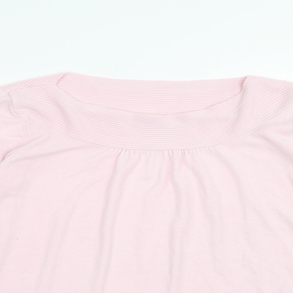 Marks and Spencer Womens Pink Boat Neck Acrylic Pullover Jumper Size 16