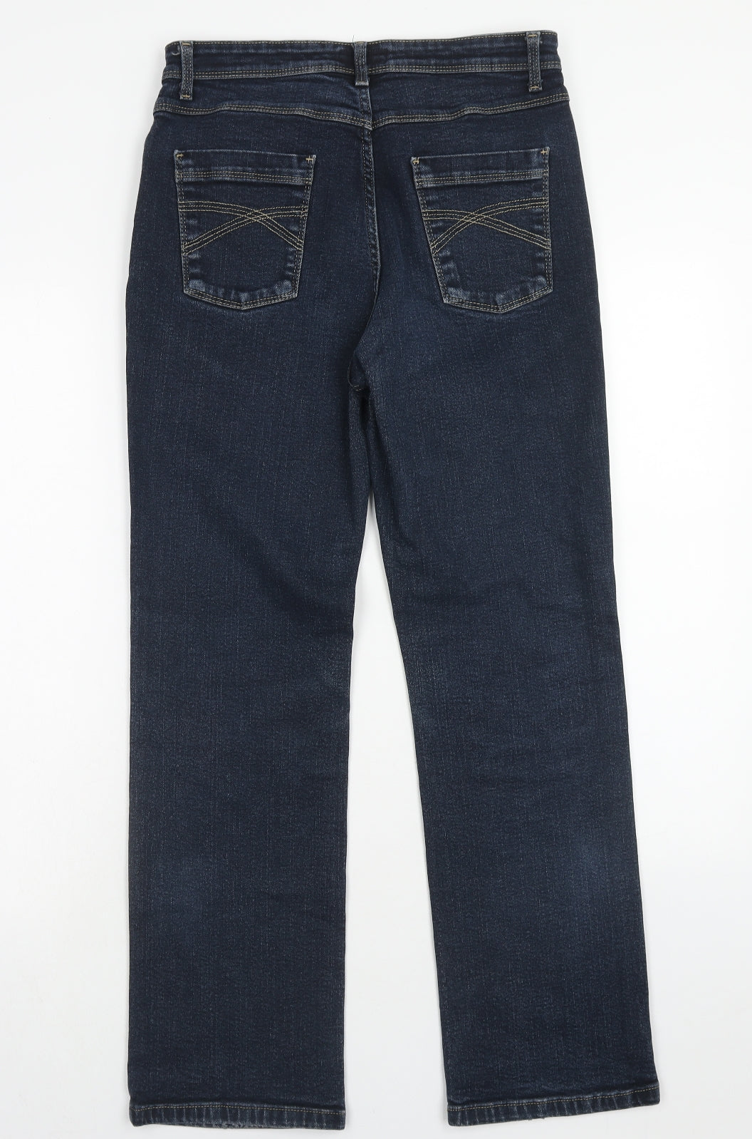 Per Una Womens Blue Cotton Straight Jeans Size 12 Regular Zip