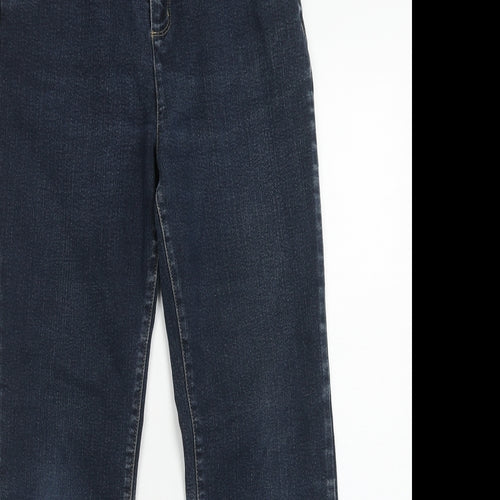 Per Una Womens Blue Cotton Straight Jeans Size 12 Regular Zip