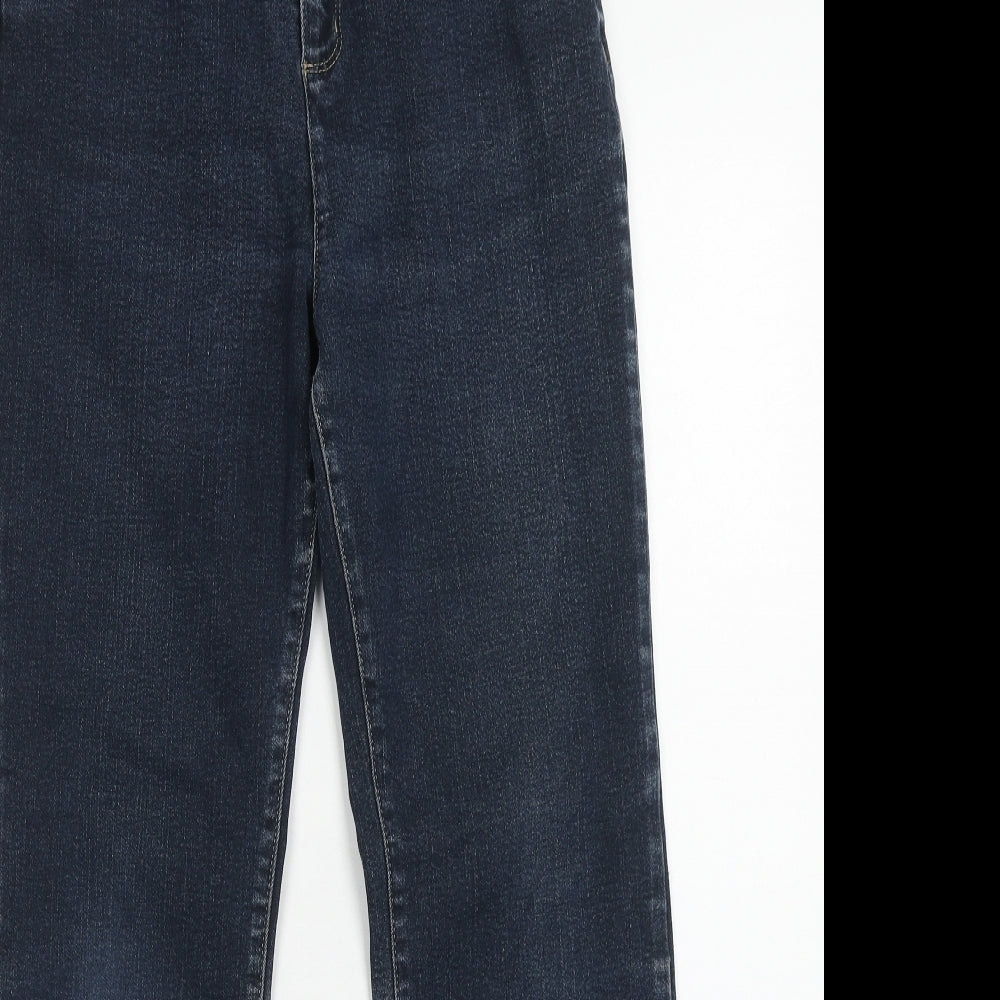 Per Una Womens Blue Cotton Straight Jeans Size 12 Regular Zip