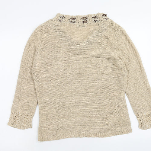 Klass Womens Brown V-Neck Acrylic Pullover Jumper Size M