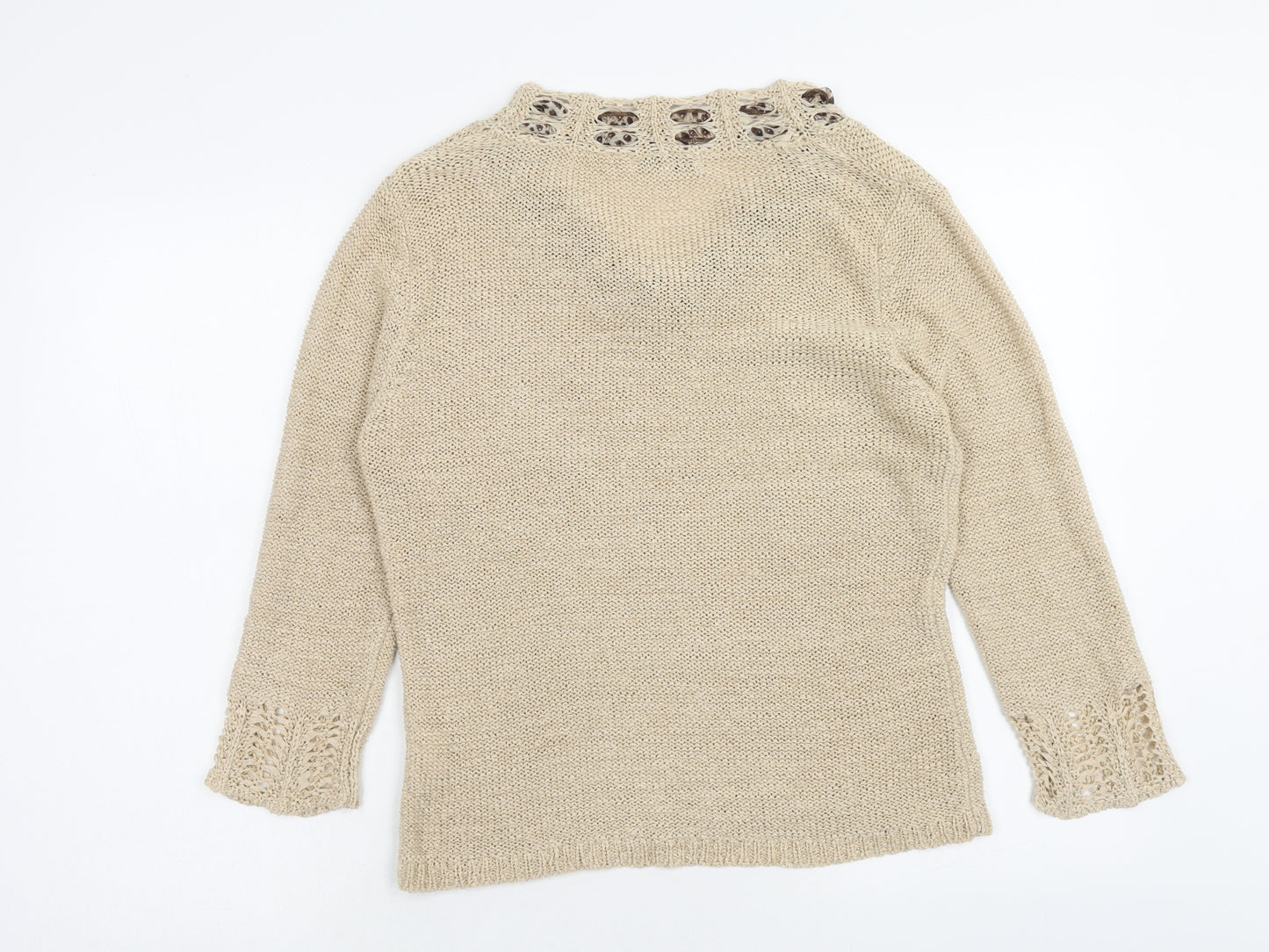 Klass Womens Brown V-Neck Acrylic Pullover Jumper Size M