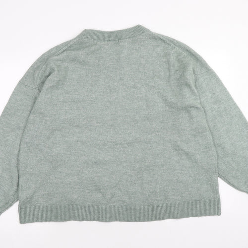H&M Womens Green Round Neck Polyester Pullover Jumper Size XL